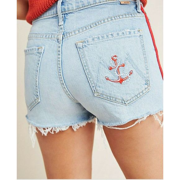 MOTHER Easy Does It Denim Short Thanks Again Racer - Picture 2 of 12